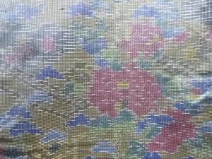 アンティーク　花模様織り出し本場大島紬着物